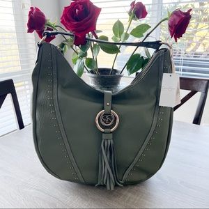 Jessica Simpson Olive Loden Green Natalie Hobo Shoulder Purse Faux Leather Bag